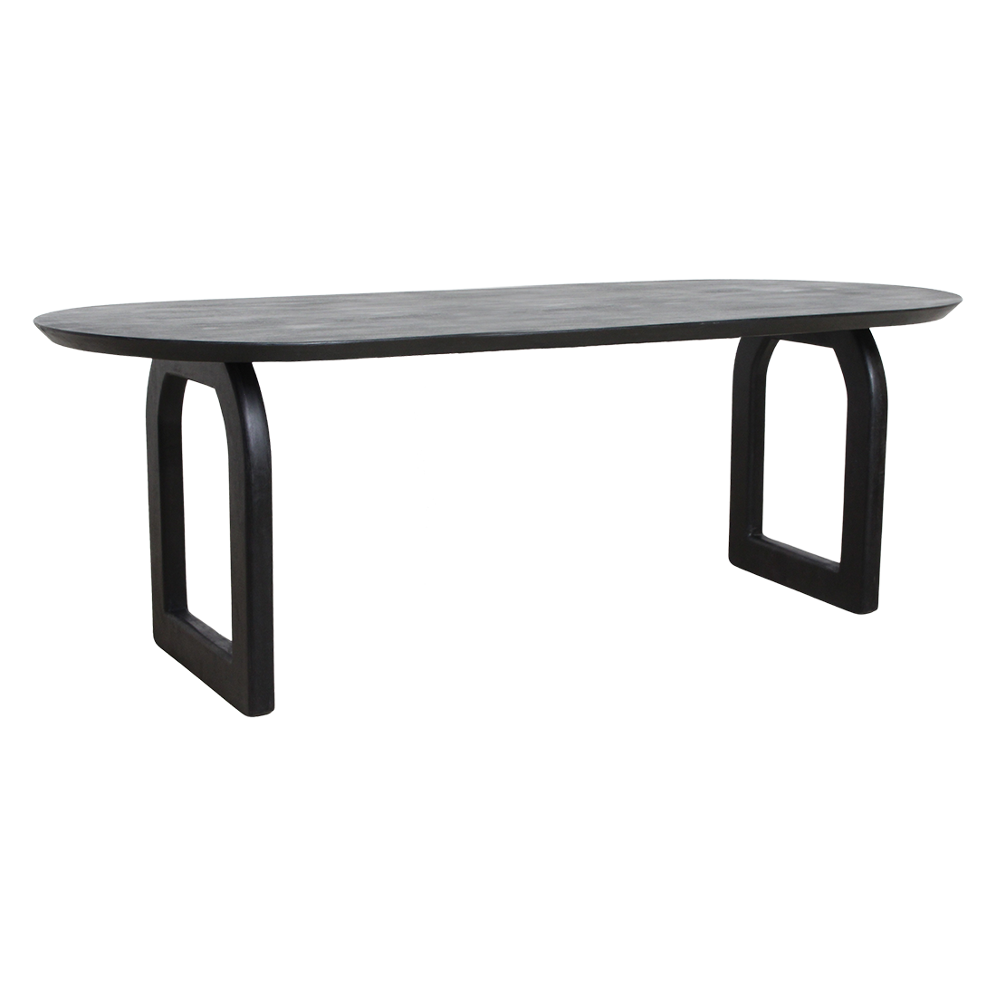 Bullnose eettafel zwart mangohout open onderstel