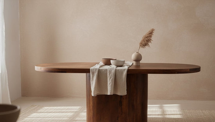 Bullnose langwerpige eettafel mangohout 180, 200 of 240 cm