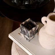 Luxe Vierkante Waxinehouder - Calacatta marmer grijs/wit