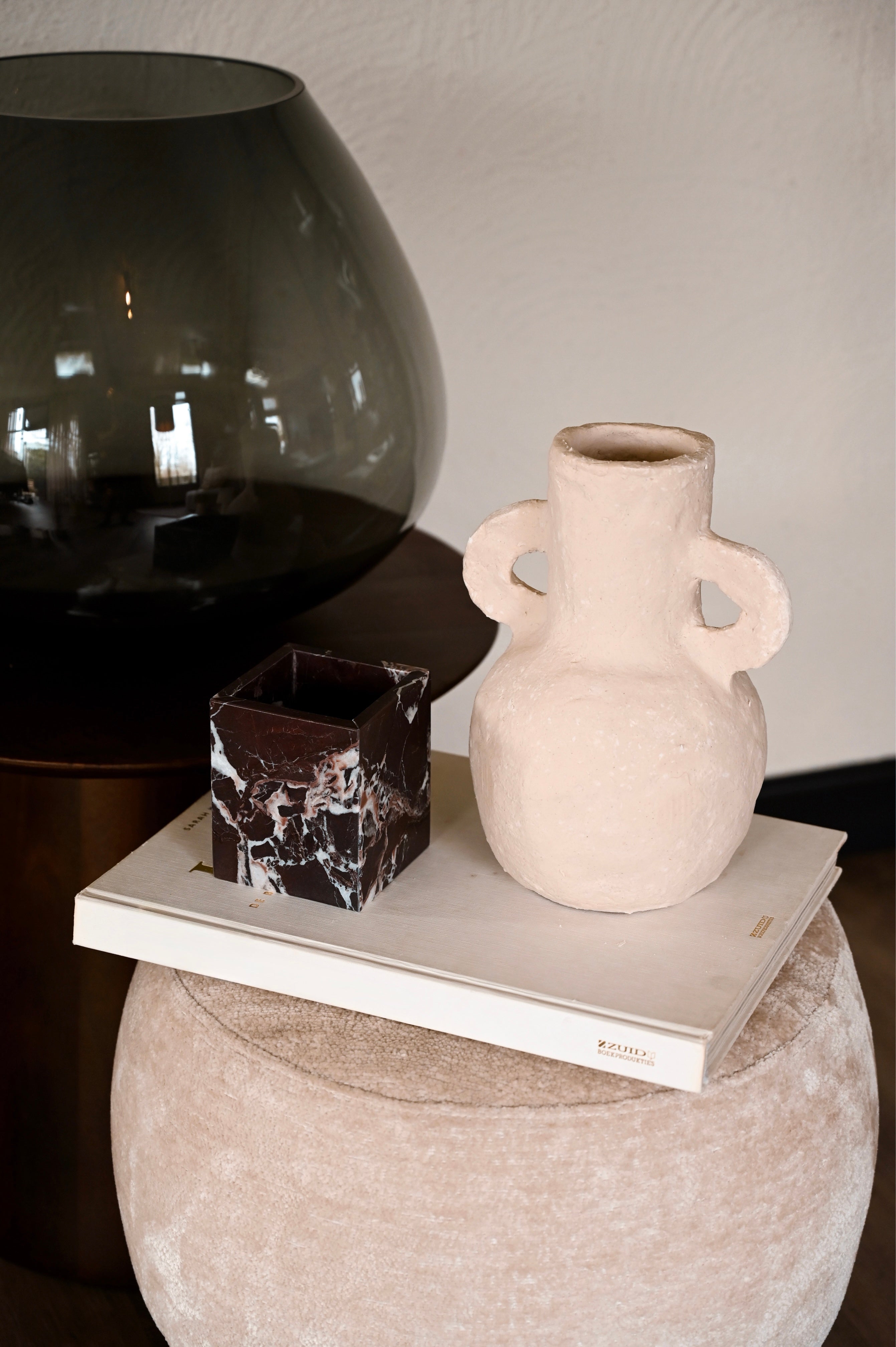 Luxe Vierkante Waxinehouder - Rood Marmer