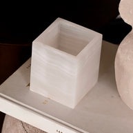 Luxe Vierkante Waxinehouder - Onyx Wit