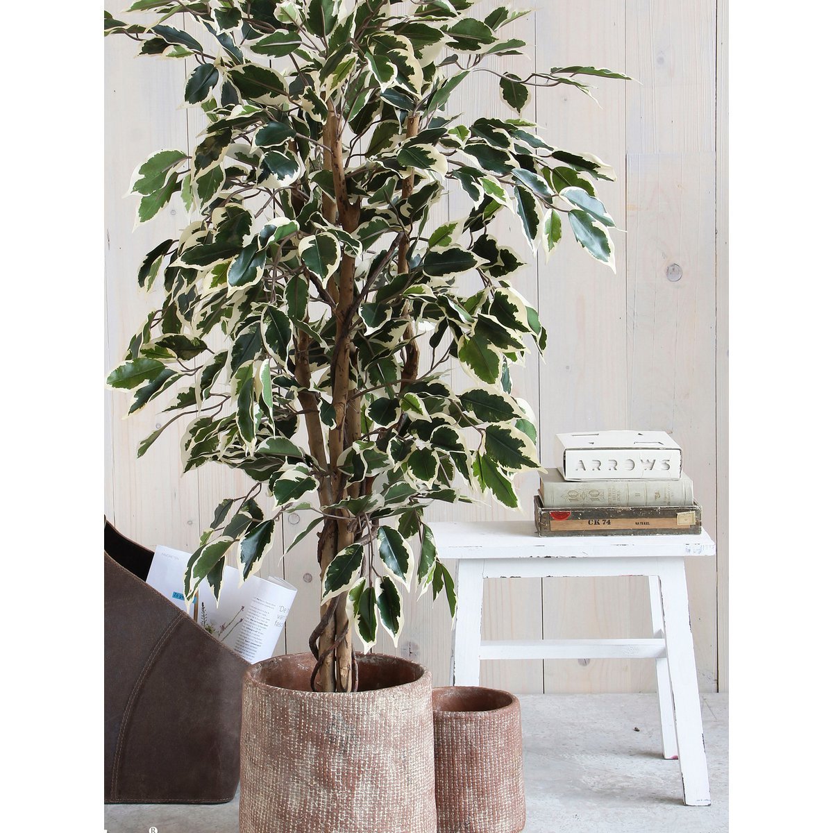 Ficus Kunstplant Groen Bont - H110 x Ø70 cm 