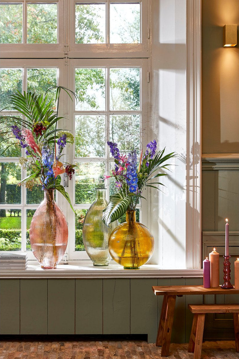 Firenza Fles Vaas - H59 x Ø29 cm - Gerecycled Glas - Lichtbruin