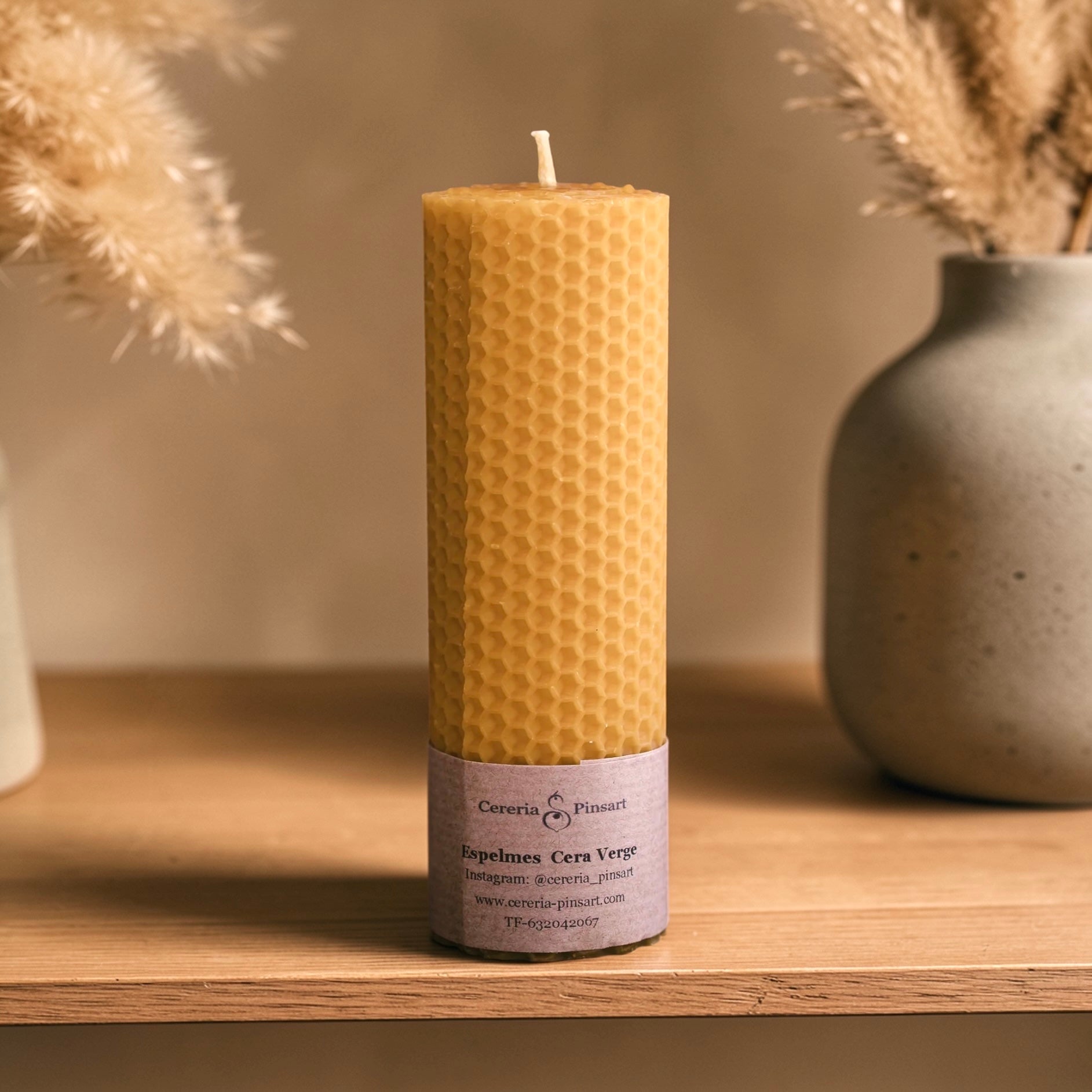 100% natuurlijke kaars van bijenwas 15x5 cm