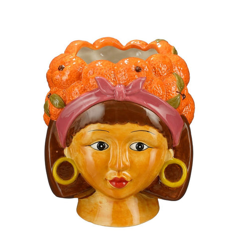 Funny Bloempot - L20 x B20 x H22 cm - Dolomiet - Oranje