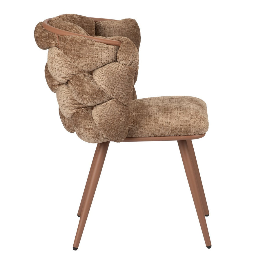 Gevlochten rockstoel karamel bruin (set van 2)