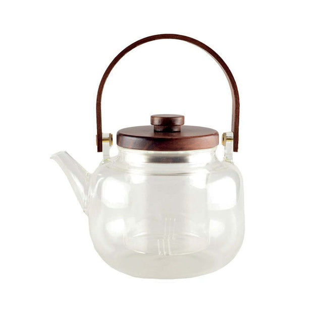 Glazen theepot met houten handvat en deksel 17X14,8X12,5 CM