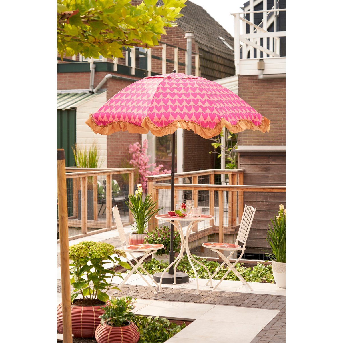 Harten Parasol - Roze - H238 x Ø220 cm