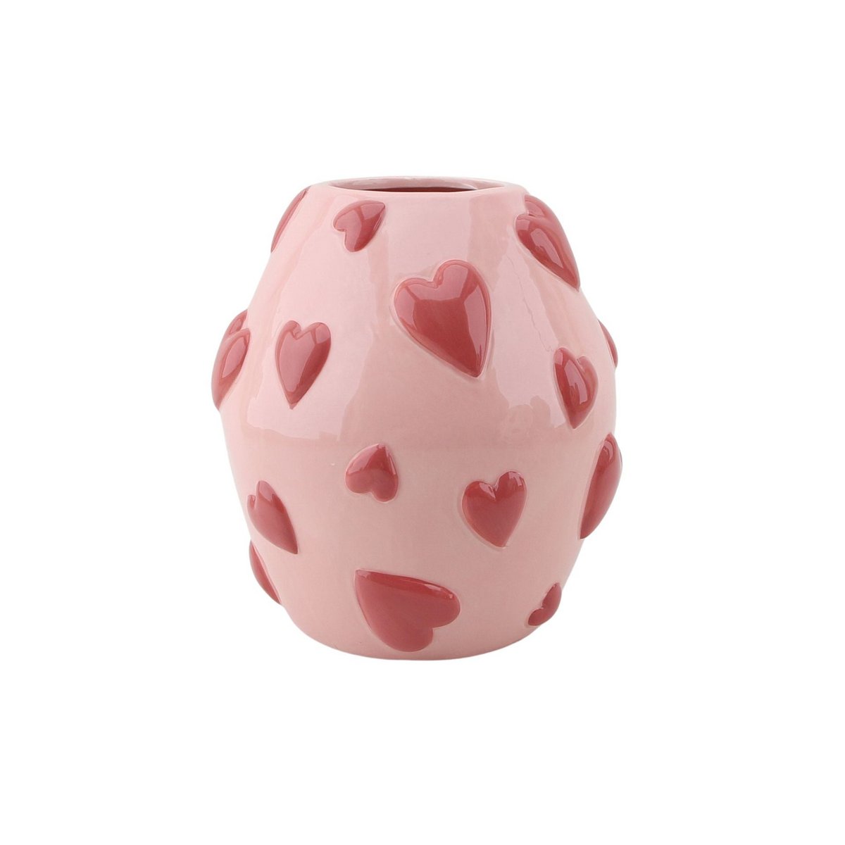 Harten Vaas - Roze/Rood - 16x16x17,5 cm