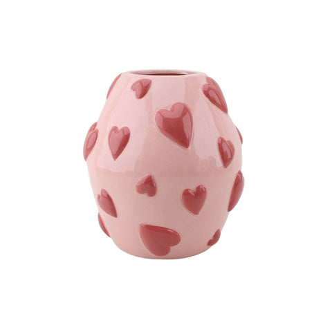Harten Vaas - Roze/Rood - 16x16x17,5 cm
