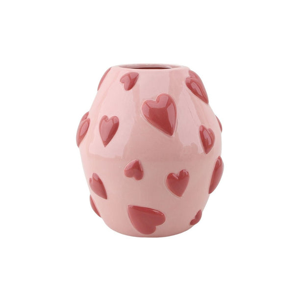Harten Vaas - Roze/Rood - 16x16x17,5 cm