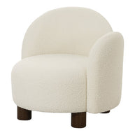 Honolulu Lounge stoel - Wit, Bouclé, bruine houtpoten