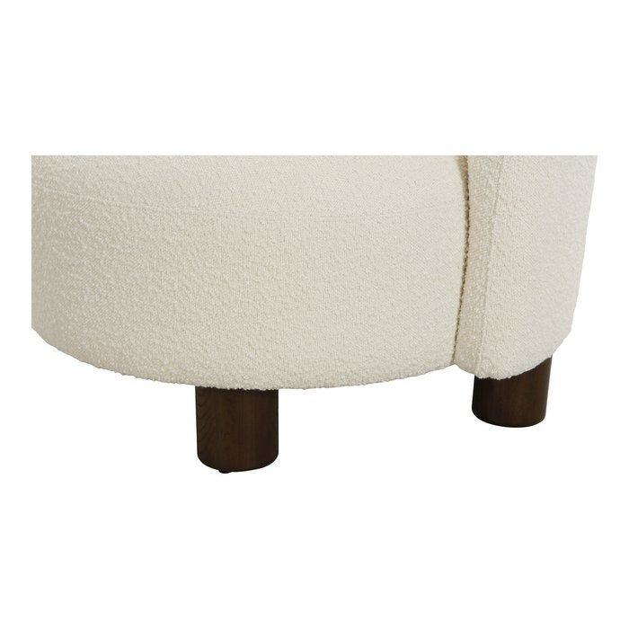 Honolulu Lounge stoel - Wit, Bouclé, bruine houtpoten