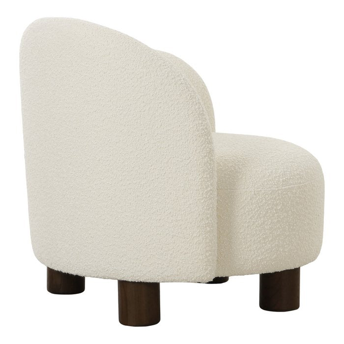 Honolulu Lounge stoel - Wit, Bouclé, bruine houtpoten