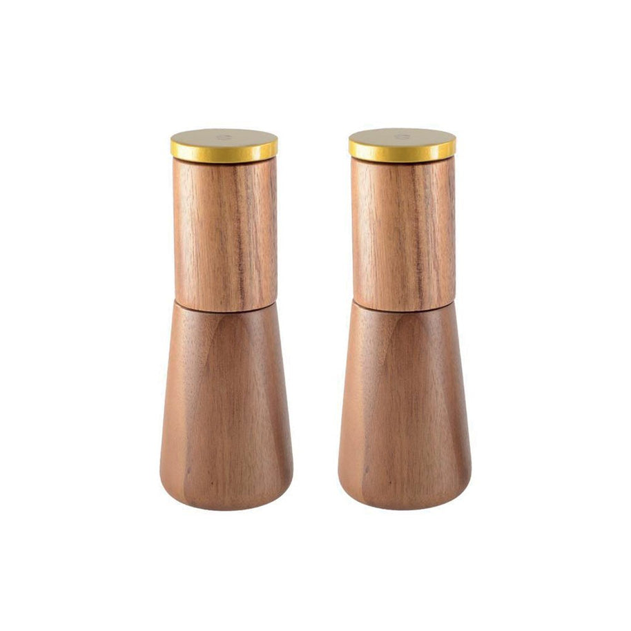 Houten peper en zout molen met gouden details 