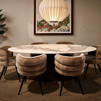 Ellipse eettafel keramiek marmer