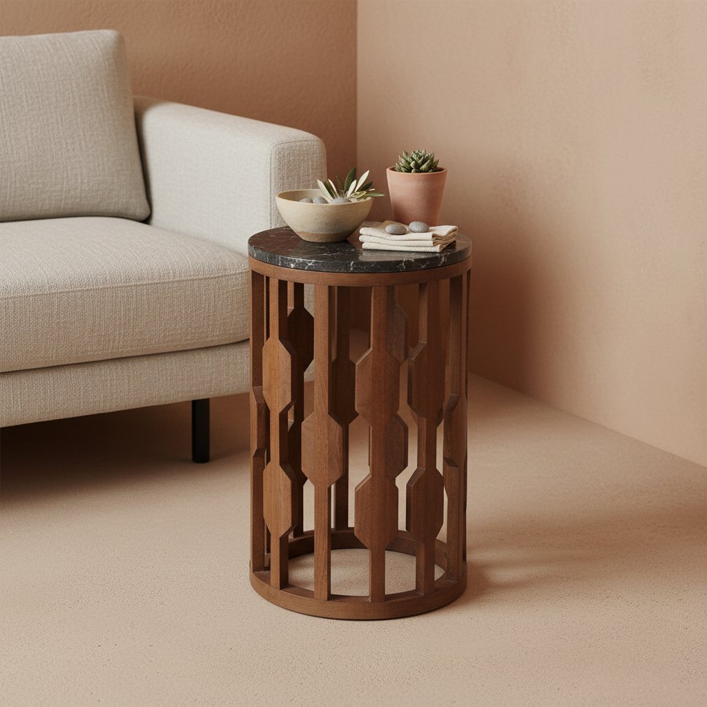 Lampung bijzettafel marmer zwart - 40x40x50 cm