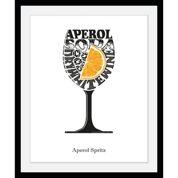 Lijstfoto “Aperol” in houten frame met glas – zomerse wanddecoratie van Queence.