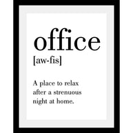 Zwart-witte lijstfoto “Kantoor” in houten frame – stijlvolle wanddecoratie van Queence.