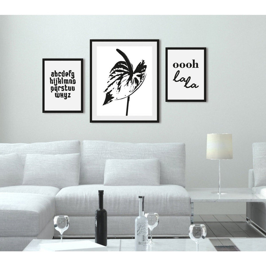 Zwart-witte lijstfoto “Oh La La” in houten frame – stijlvolle wanddecoratie van Queence.