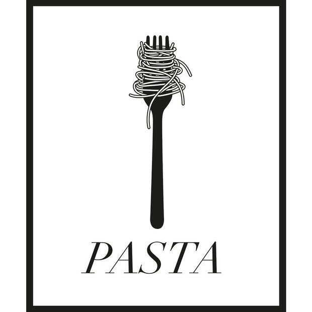 Zwart-witte lijstfoto “Pasta” in houten frame – stijlvolle wanddecoratie van Queence.