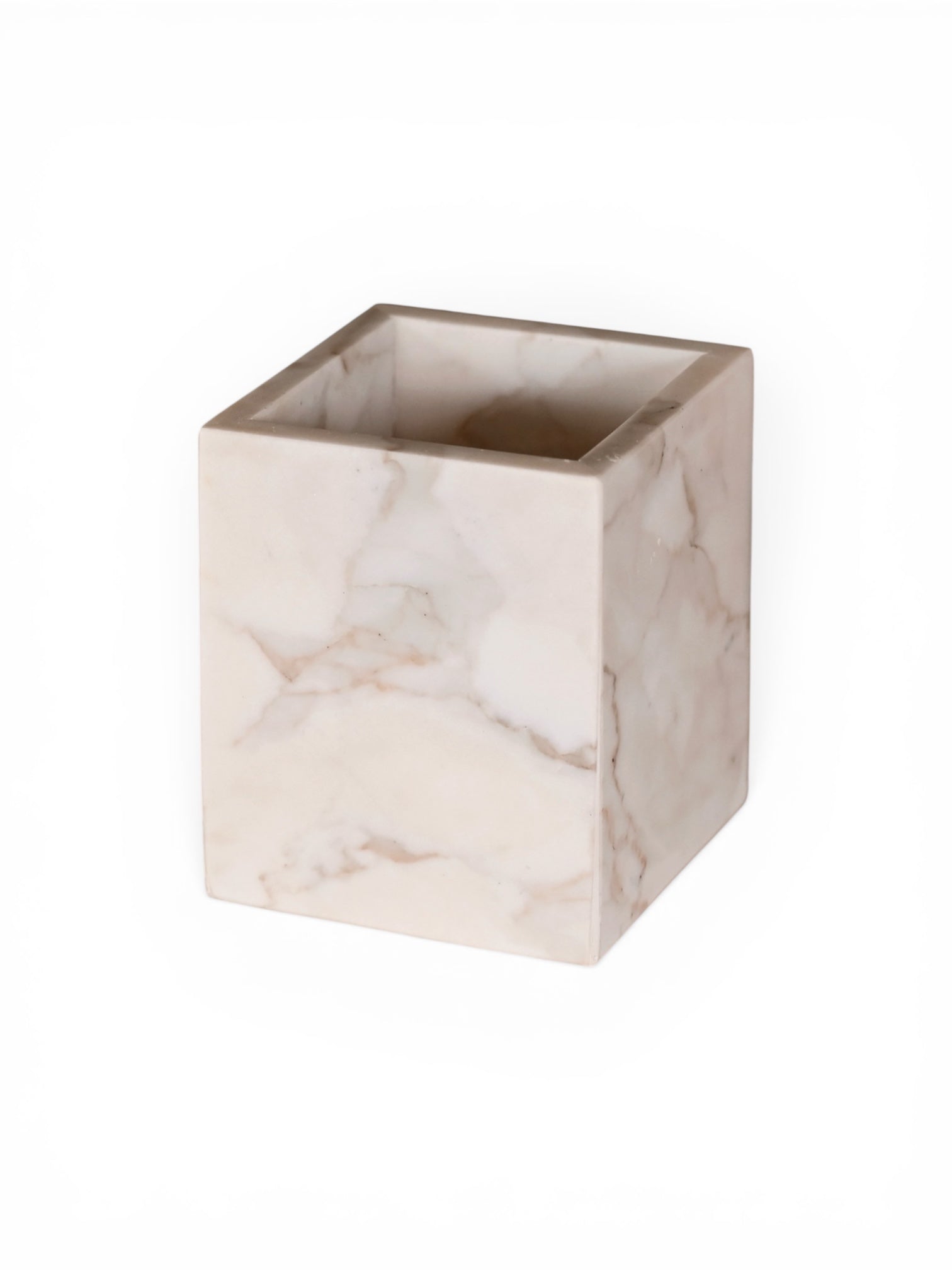Luxe Vierkante Waxinehouder - Calacatta Marmer Wit