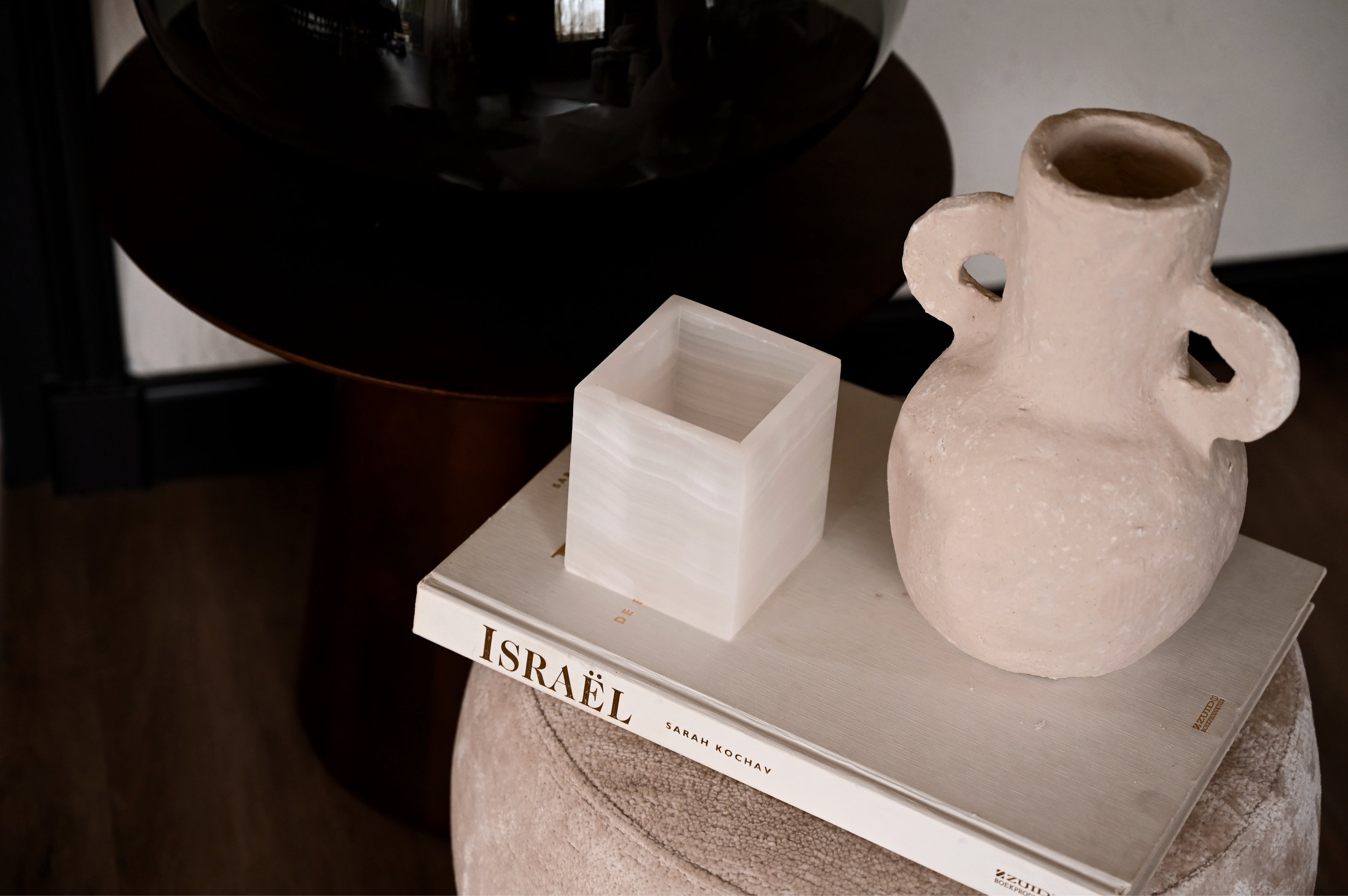Luxe Vierkante Waxinehouder - Onyx Wit
