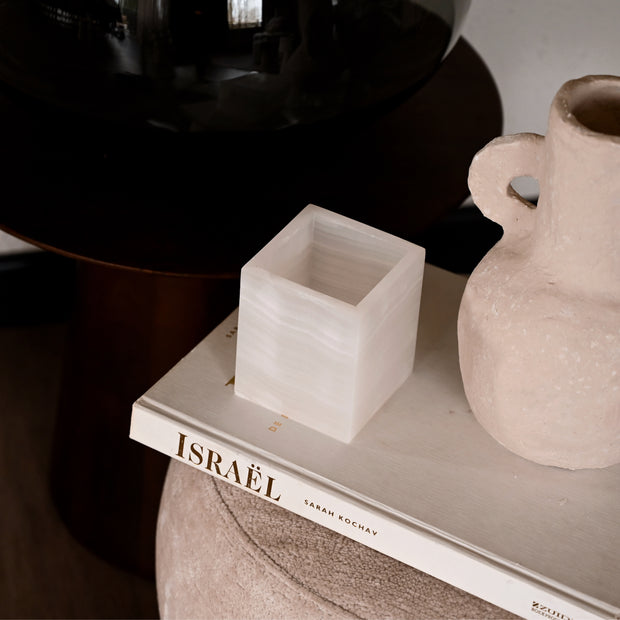 Luxe Vierkante Waxinehouder - Onyx Wit