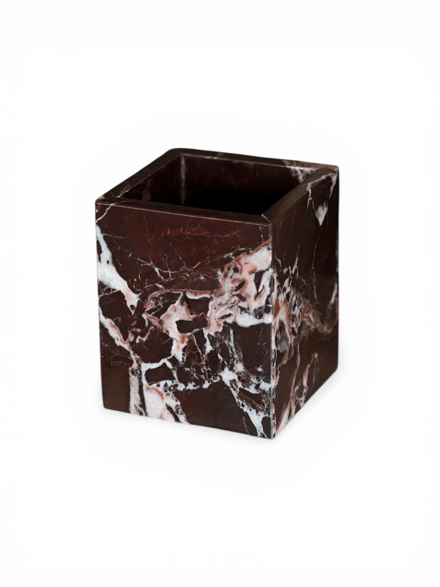 Luxe Vierkante Waxinehouder - Rood Marmer