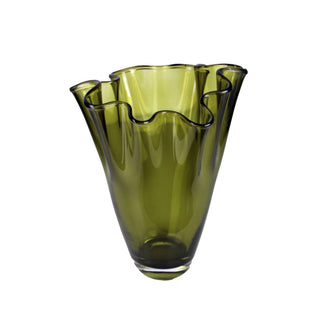 Mondgeblazen vaas olijfgroen H 30 cm