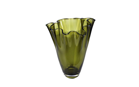 Mondgeblazen vaas olijfgroen H 30 cm