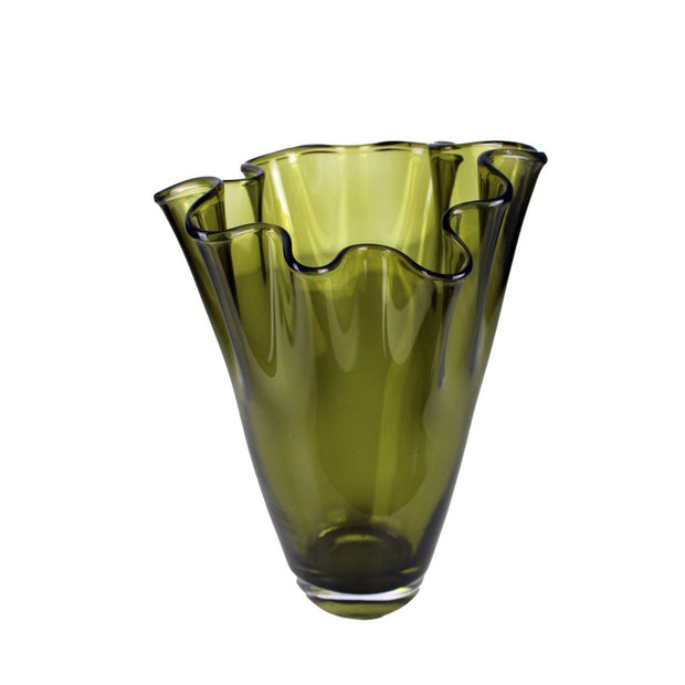 Mondgeblazen vaas olijfgroen H 30 cm