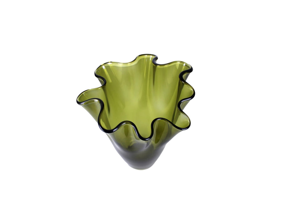 Mondgeblazen vaas olijfgroen H 30 cm