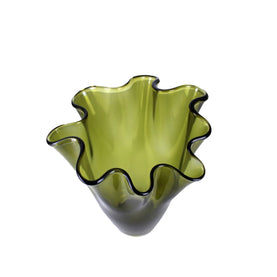 Mondgeblazen vaas olijfgroen H 30 cm