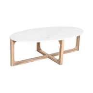 Ovale marmeren salontafel - Wit - 120x60x38 cm