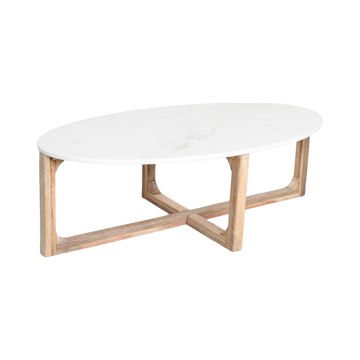 Ovale marmeren salontafel - Wit - 120x60x38 cm