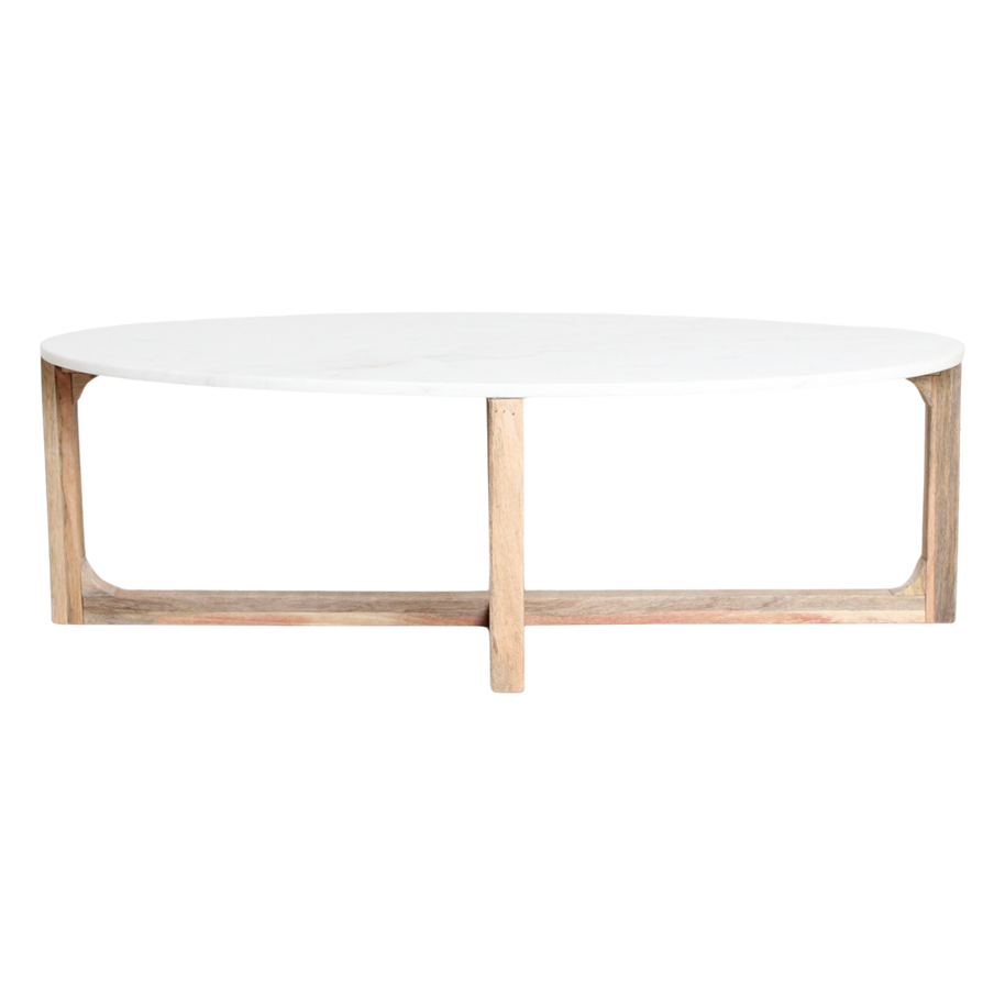 Ovale marmeren salontafel - Wit - 120x60x38 cm