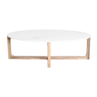 Ovale marmeren salontafel - Wit - 120x60x38 cm