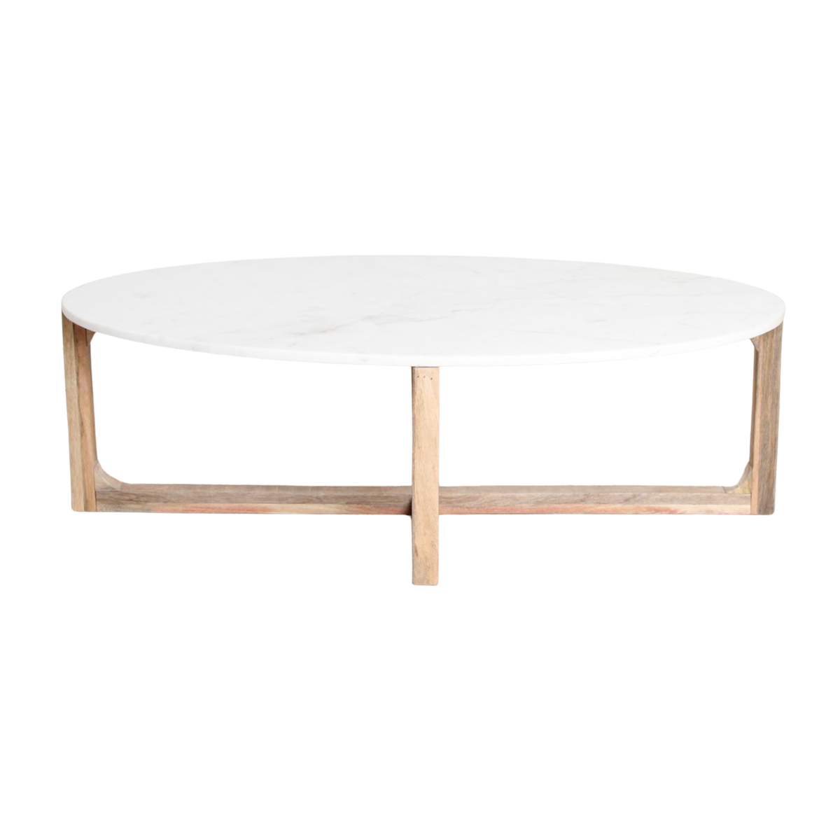 Ovale marmeren salontafel - Wit - 120x60x38 cm