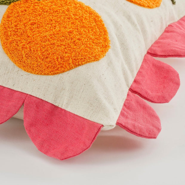 Sinaasappel Sierkussen - L65 x B45 x H10 cm - Katoen - Off-White, Oranje, Roze