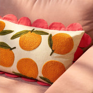 Sinaasappel Sierkussen - L65 x B45 x H10 cm - Katoen - Off-White, Oranje, Roze