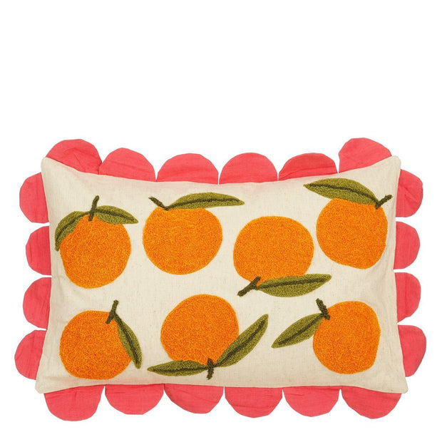 Sinaasappel Sierkussen - L65 x B45 x H10 cm - Katoen - Off-White, Oranje, Roze