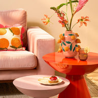 Sinaasappel Sierkussen - L65 x B45 x H10 cm - Katoen - Off-White, Oranje, Roze