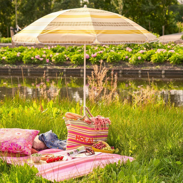 Stripe Strandparasol - H180 x Ø160 cm - Geel