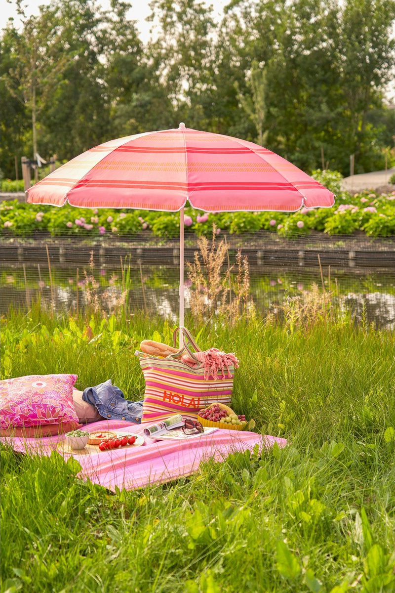 Stripe Strandparasol - H180 x Ø160 cm - Lichtroze