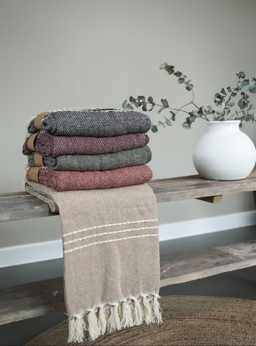 Take a Plaid 13 Gerecycled Katoen Beige 130 x 180 cm