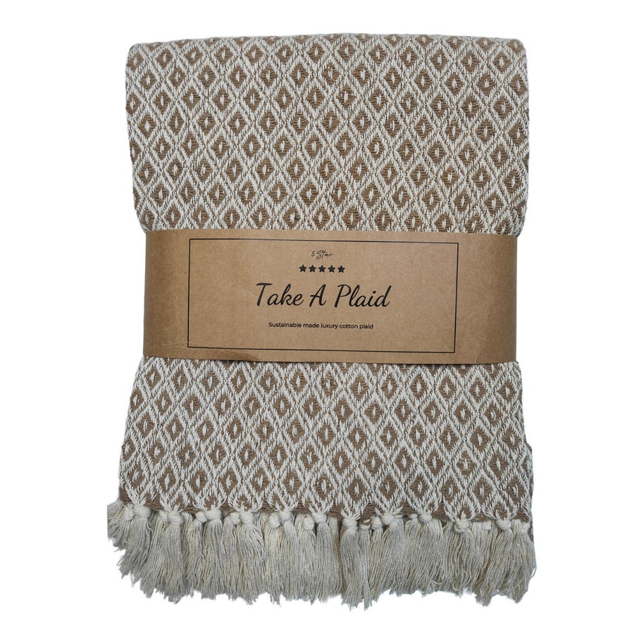 Take a Plaid 56 Gerecycled Katoen Beige 130 x 180 cm