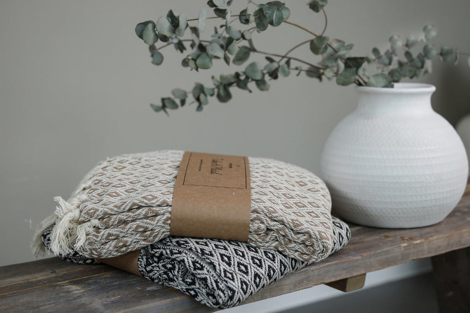 Take a Plaid 56 Gerecycled Katoen Beige 130 x 180 cm