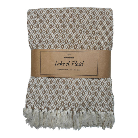 Take a Plaid 56 Gerecycled Katoen Beige 130 x 180 cm