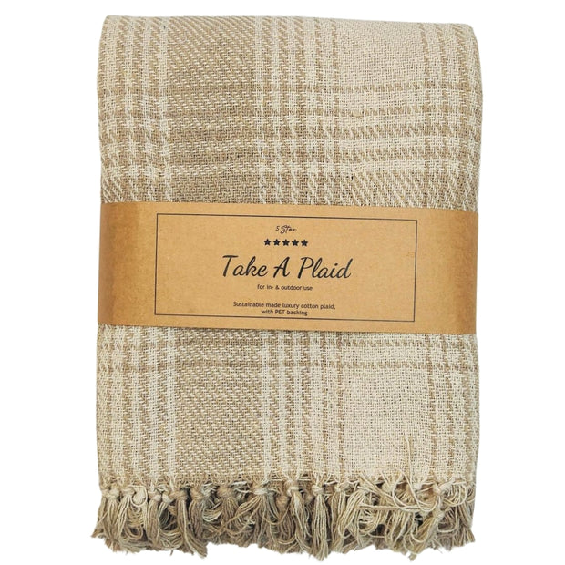 Take a Plaid Picknickplaid Beige/wit 160 x 160 cm 